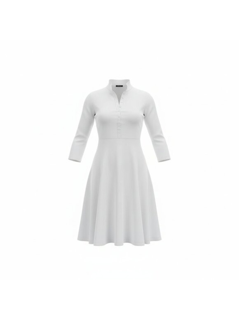 Sympli A-line White Dress 3/4 Sleeves 9 Button Up with Asian Collar Size 16